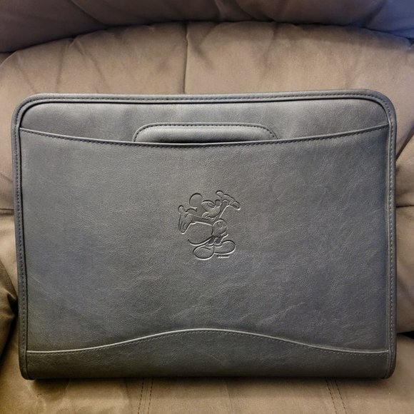 Leeds Mickey Mouse Black Carry Binder Briefcase School Work Retractable Handle - Picture 3 of 13